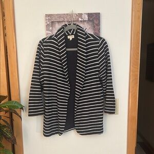 Maison Jules Black and White Striped Blazer